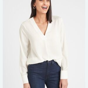Banana Republic Cream V-Neck Blouse